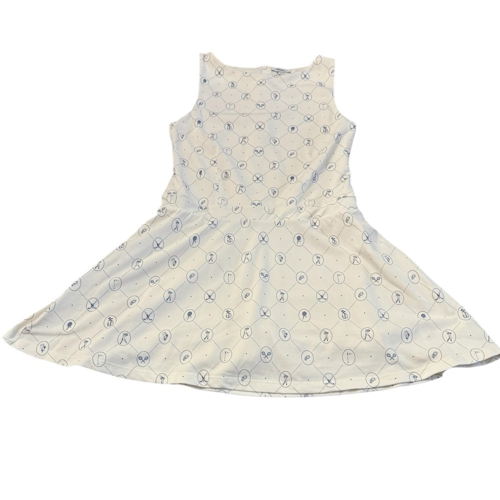 WeWoreWhat Boatneck Tennis Dress Off White Blue Small - Picture 5 of 15